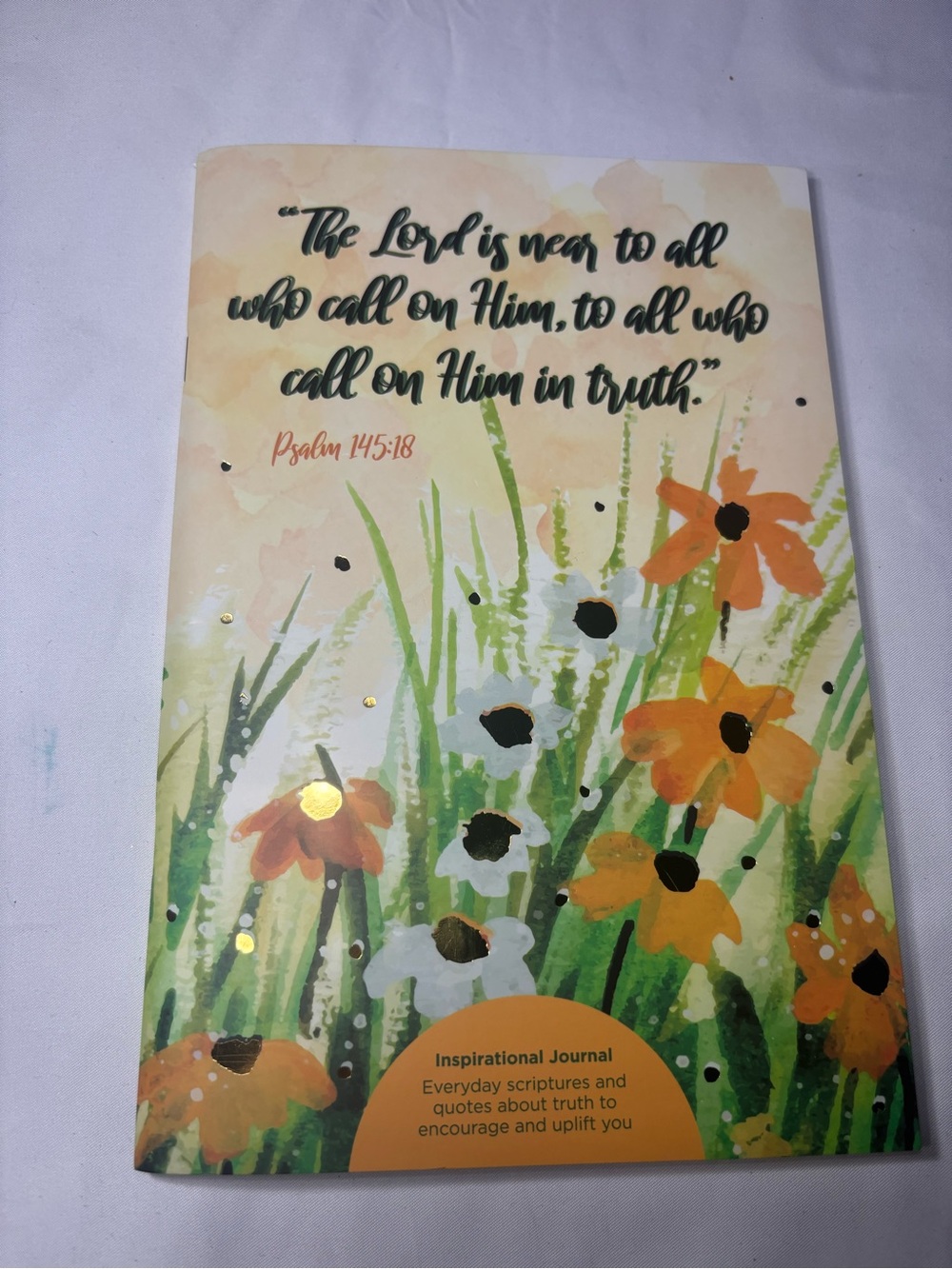 New Inspirational Floral Journal with Psalm Quote - Orange & Green